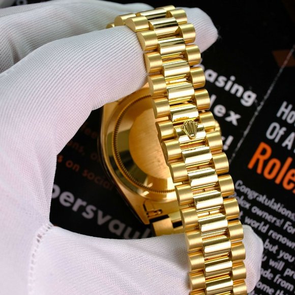 Authentic Rolex Day-date 18238 18K Yellow Gold Factory Dial 36mm Double Quick - Picture 7 of 11